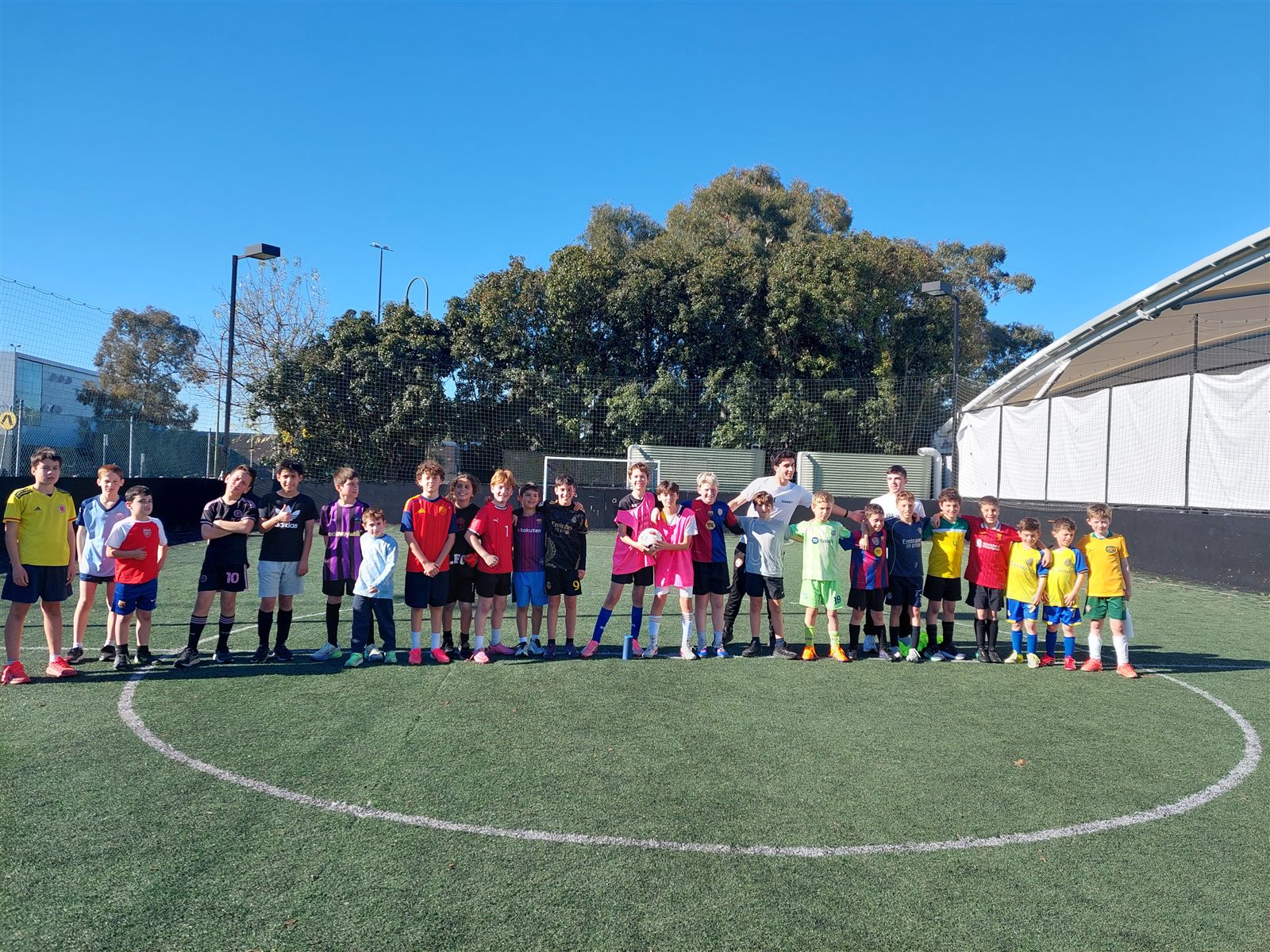 The holiday program group lined up with their coaches